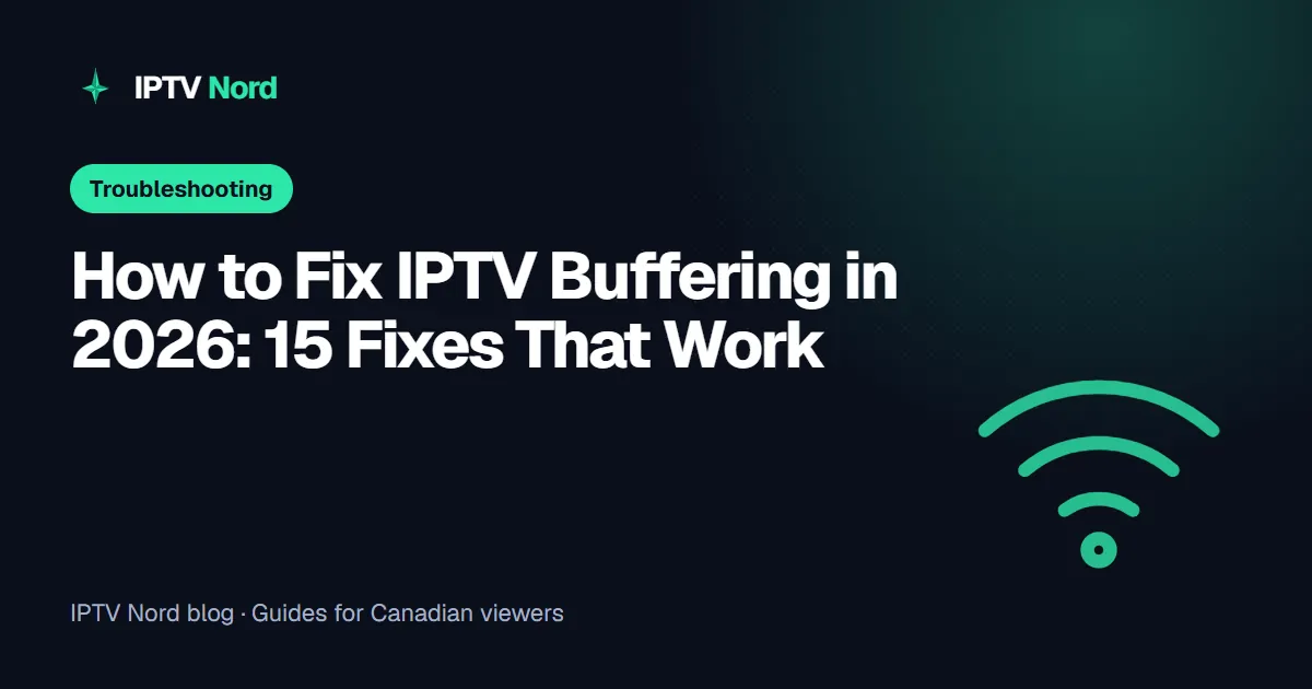 Fix IPTV buffering: a Wi-Fi signal icon over a TV that is loading a live channel
